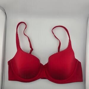 Victoria Secret Bra  34D Red Lined Demi Underwire Body By Victoria